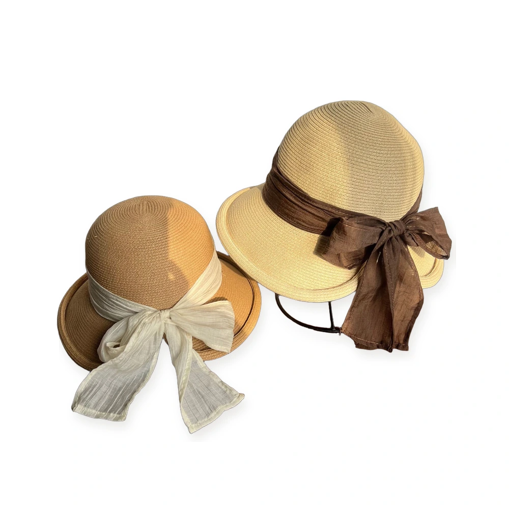 Paper Straw Bucket Hat with Ribbon Bow image 4