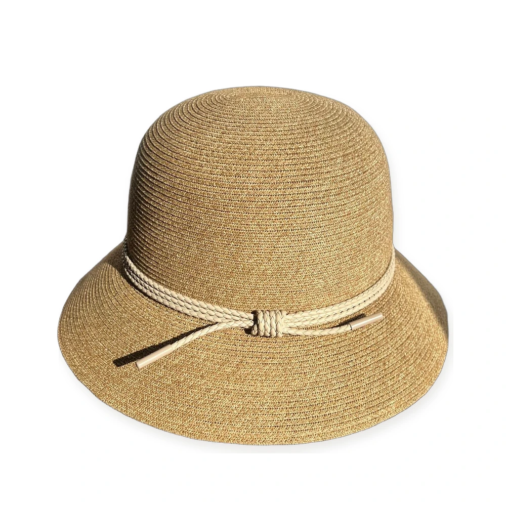 Paper Straw Bucket Hat with Leather Band image 2