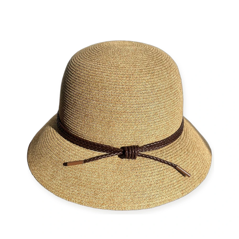 Paper Straw Bucket Hat with Leather Band image 3