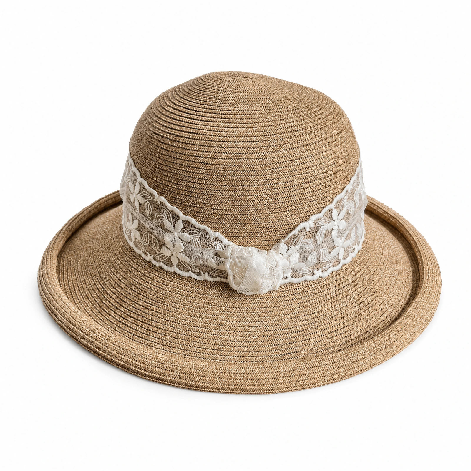 Paper Straw Bucket Hat with Ribbon