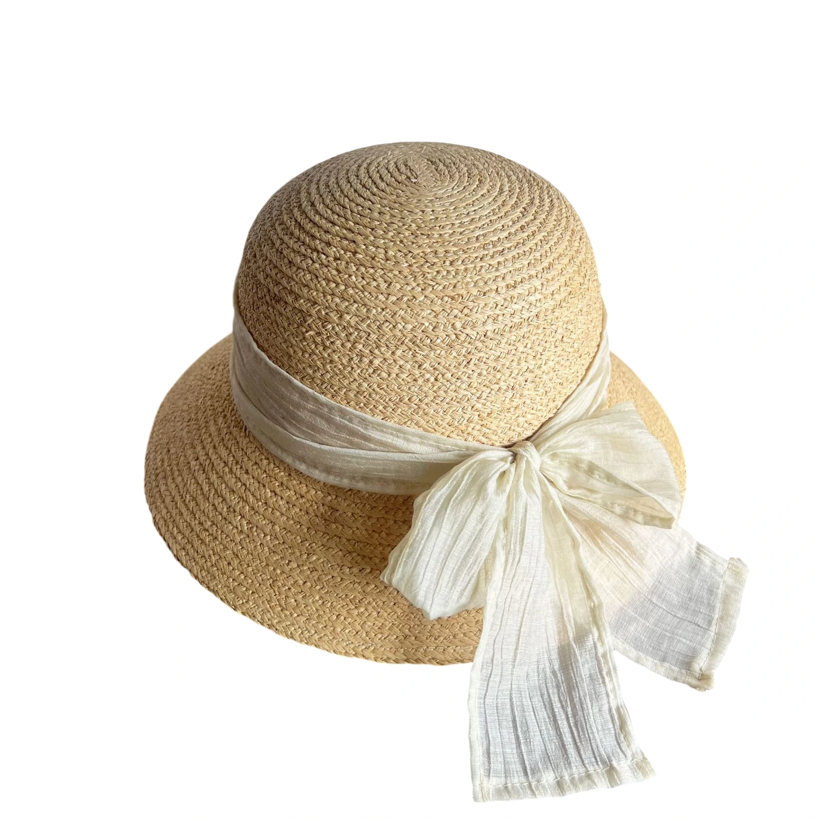 Natural Raffia Bucket Hat with Ribbon Bow image 2