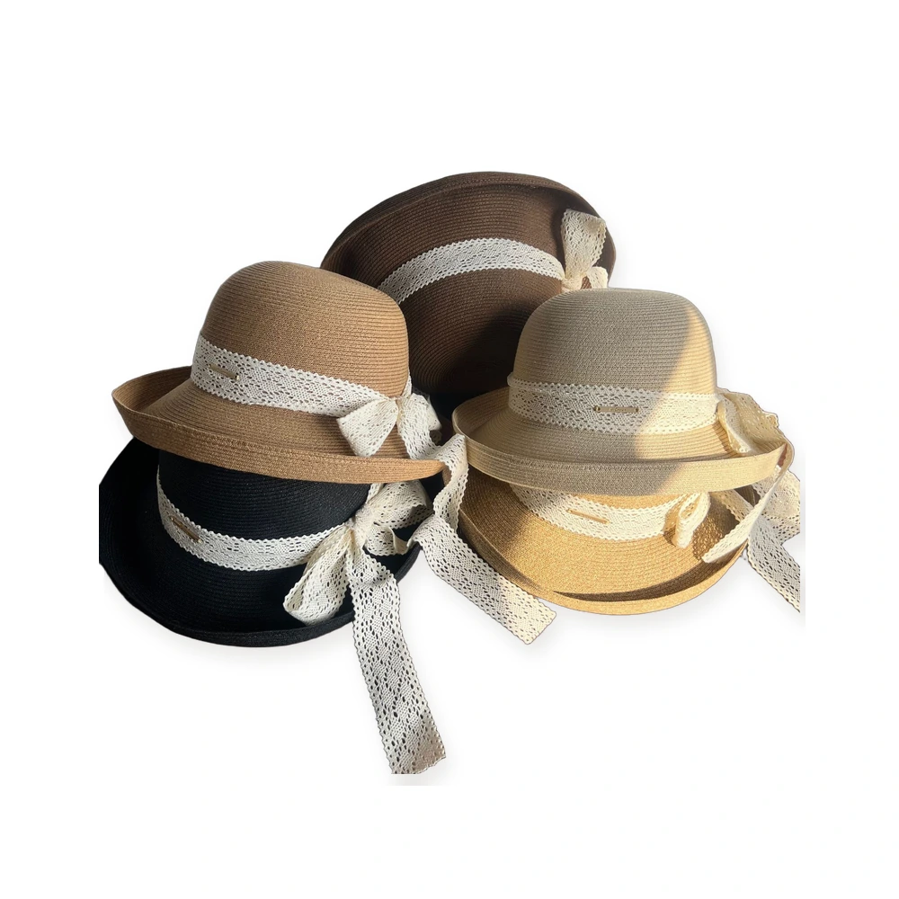 Women's Paper Straw Sun Hat with Metal Buckle image 4