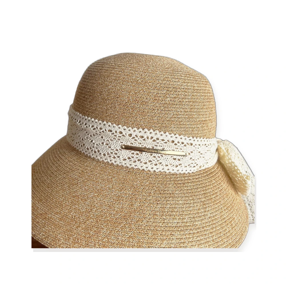 Paper Straw Bucket Hat with Ribbon Bow image 2