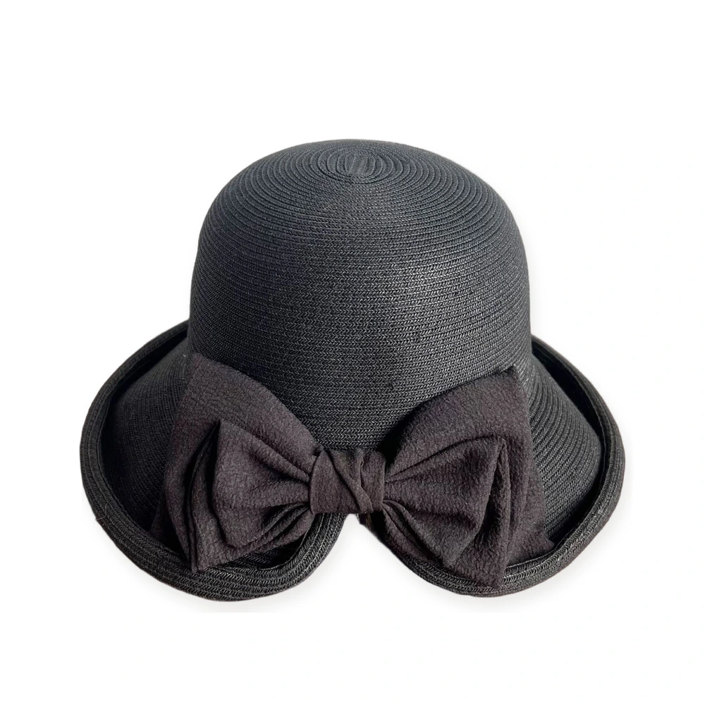 Paper Straw Bucket Hat with Ribbon Bow image 3