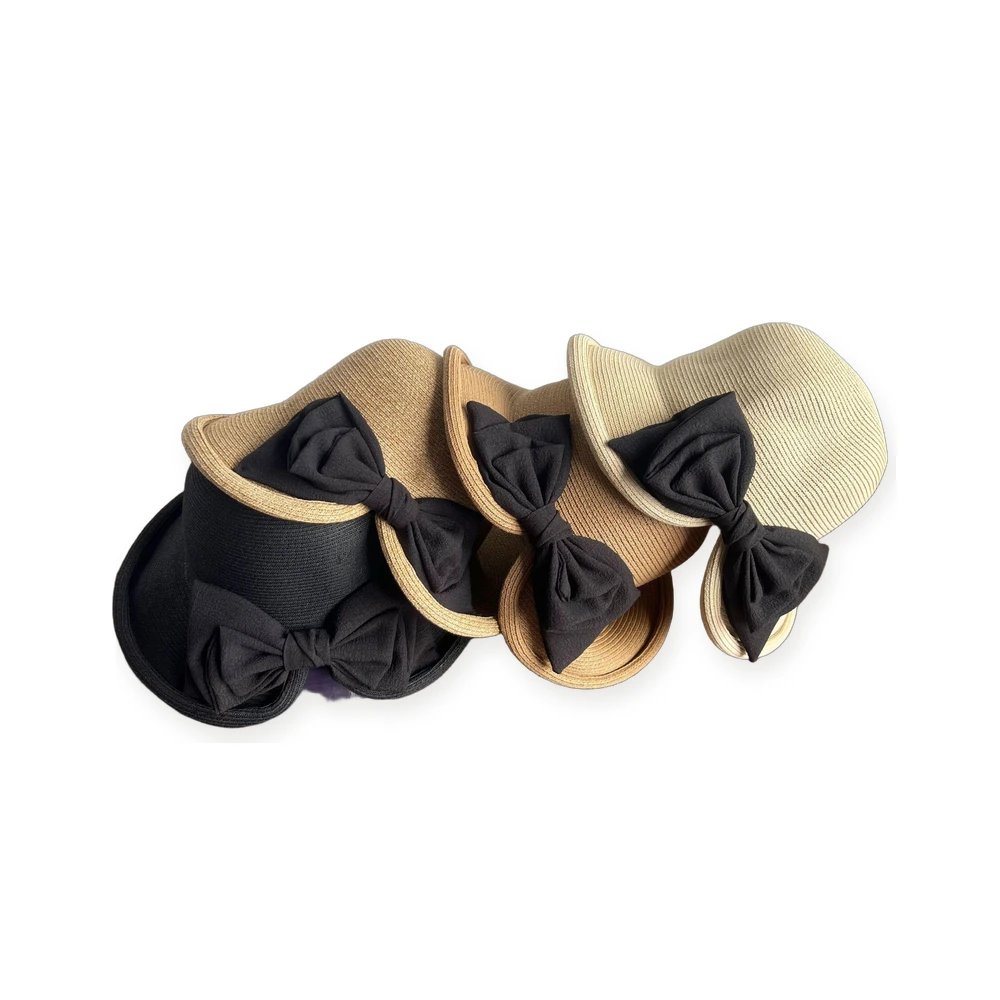 Paper Straw Bucket Hat with Ribbon Bow image 4