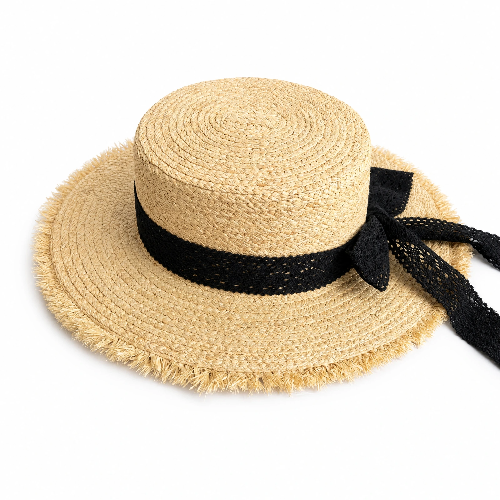 Natural Raffia Wide Brim Hat with Ribbon Bow