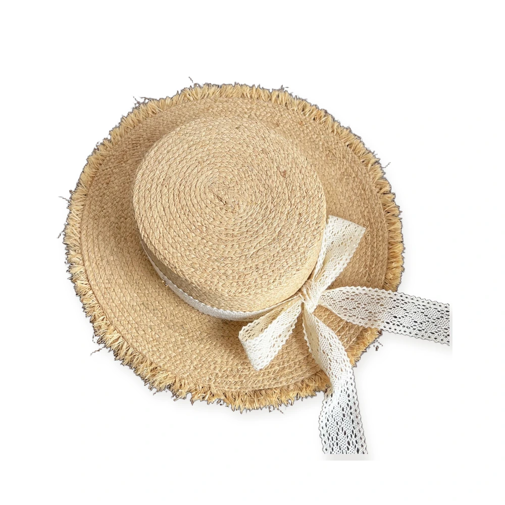 Natural Raffia Wide Brim Hat with Ribbon Bow image 2