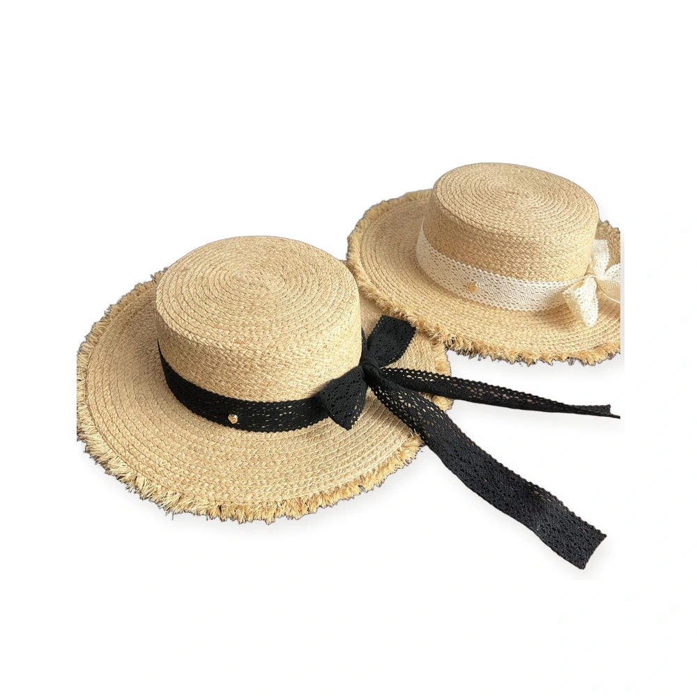 Natural Raffia Wide Brim Hat with Ribbon Bow image 4