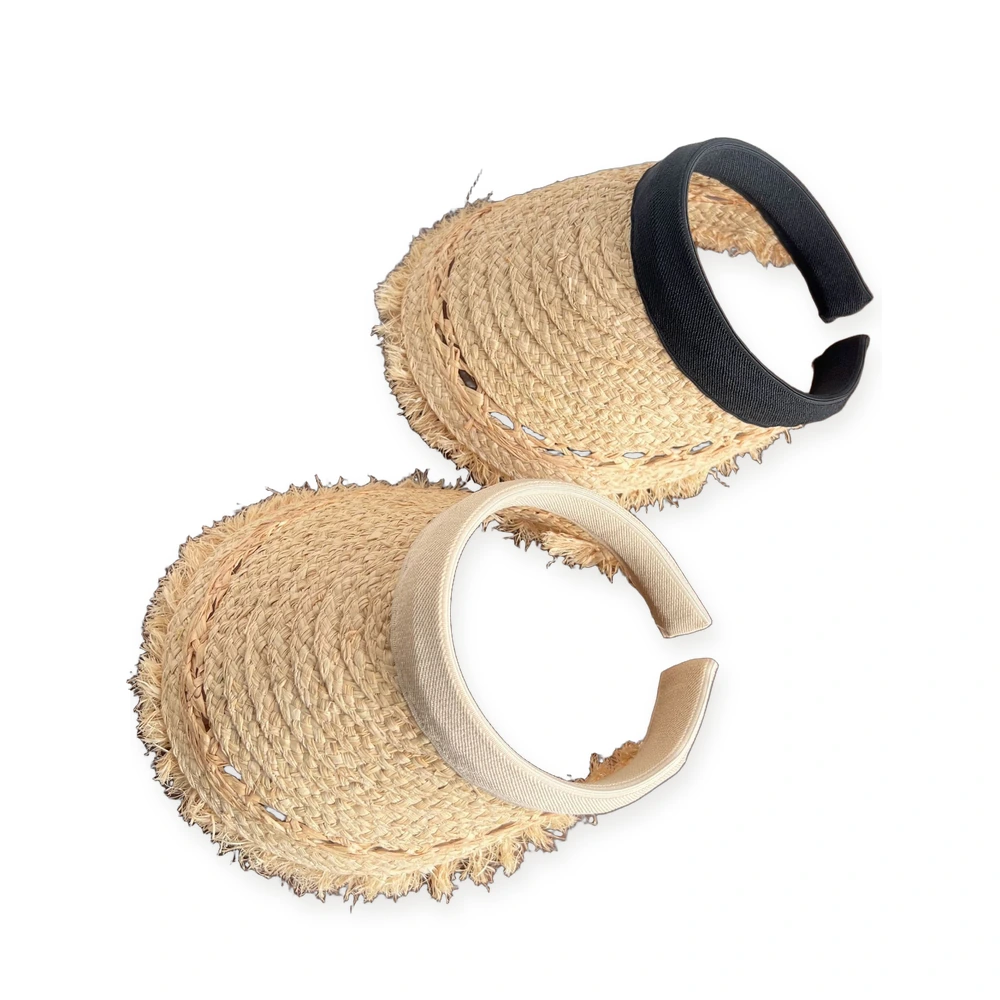 Natural Raffia Visor Hat image 3