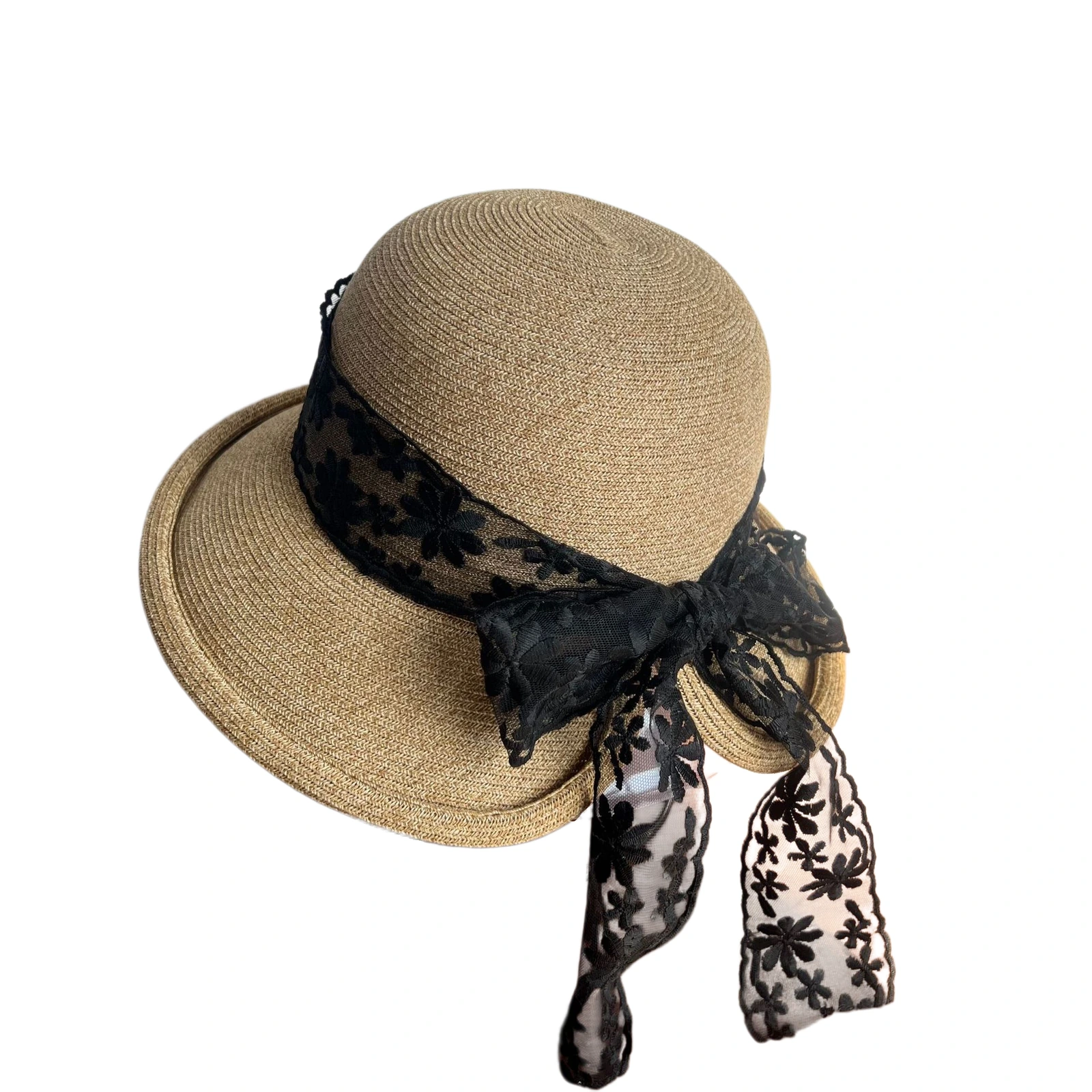 Paper Straw Bucket Hat with Ribbon Bow image 2