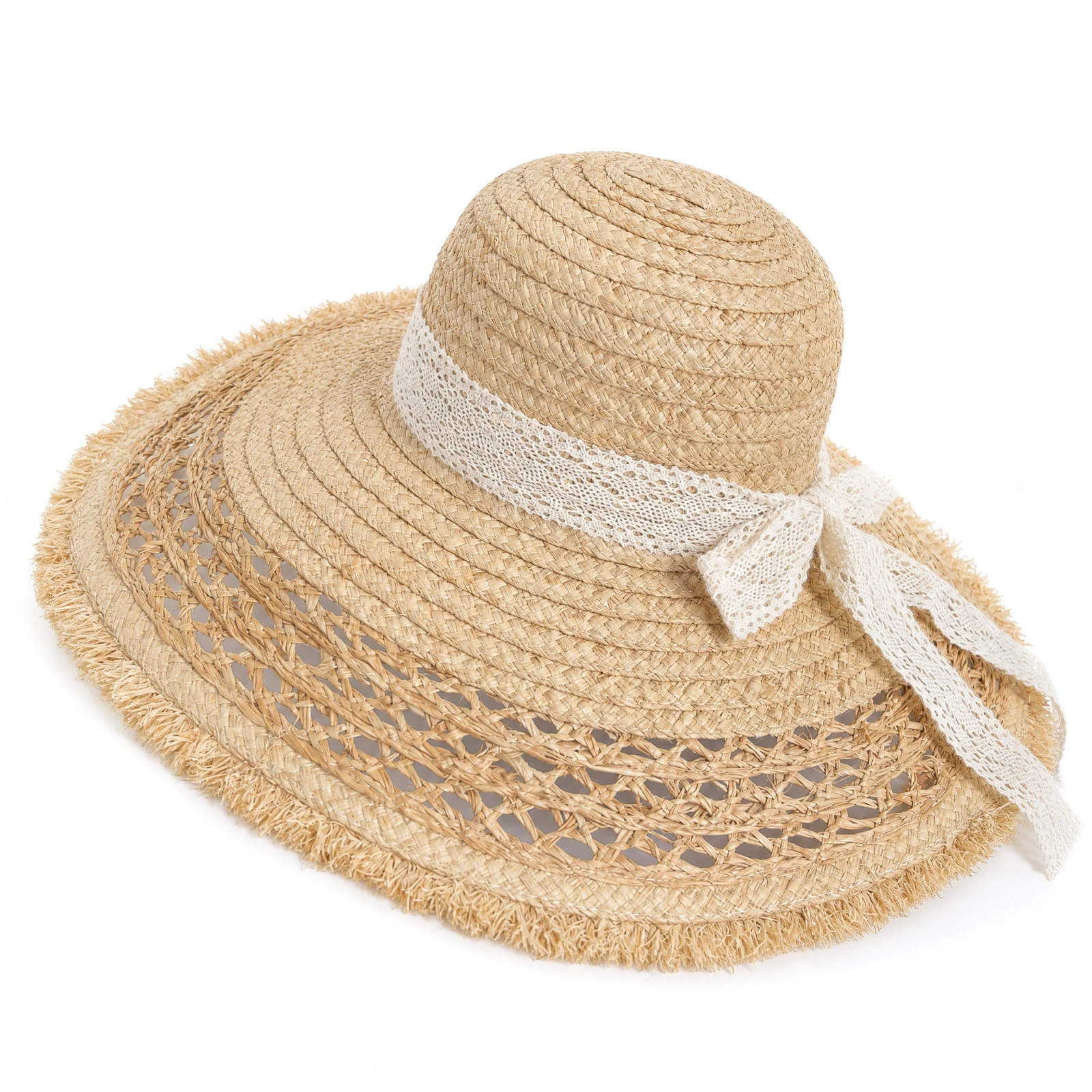 Natural Raffia Sun Hat with Ribbon Bow