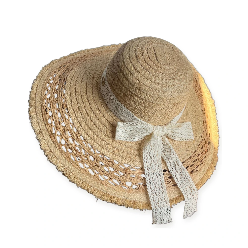 Natural Raffia Sun Hat with Ribbon Bow image 2