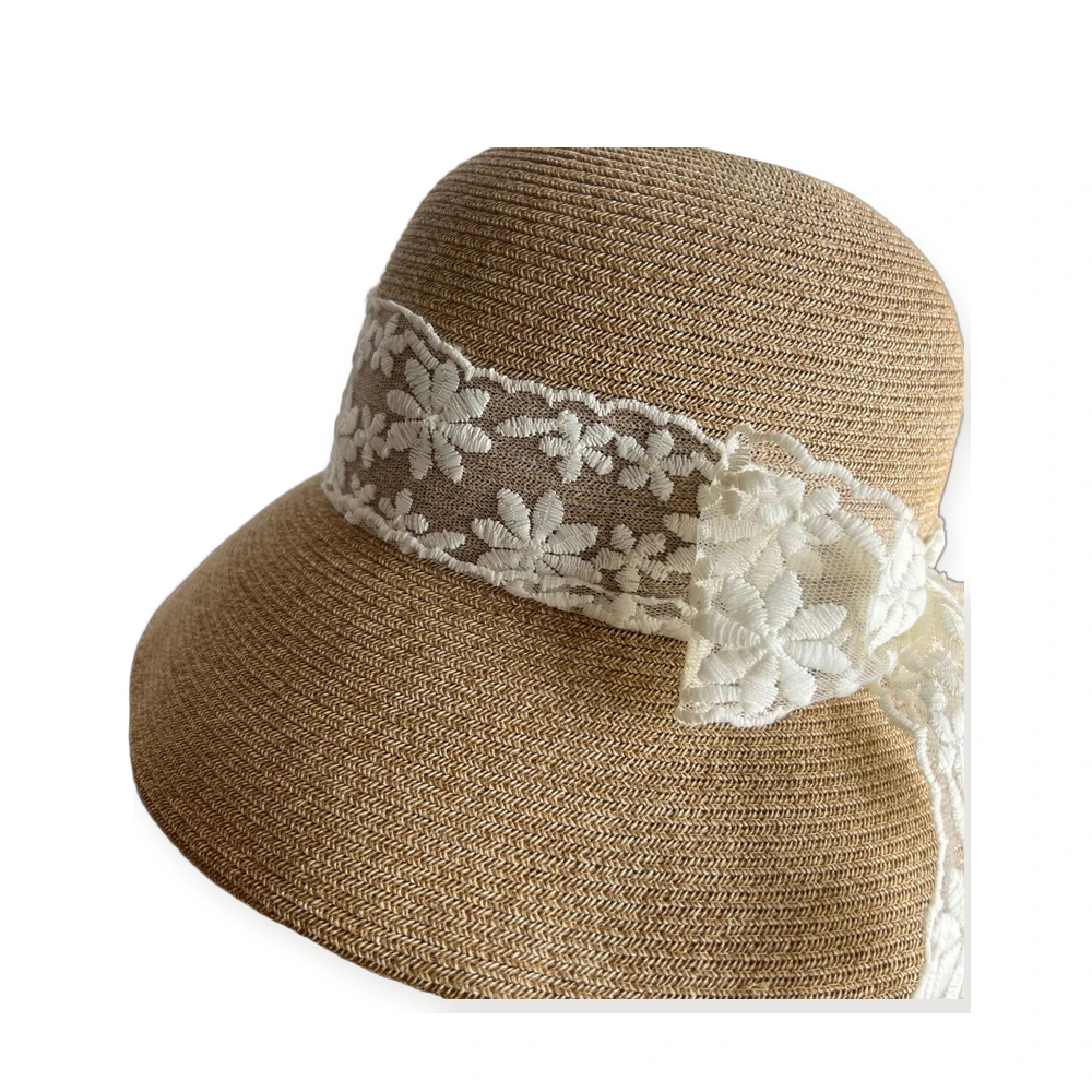 Paper Straw Bucket Hat with Ribbon Bow image 2