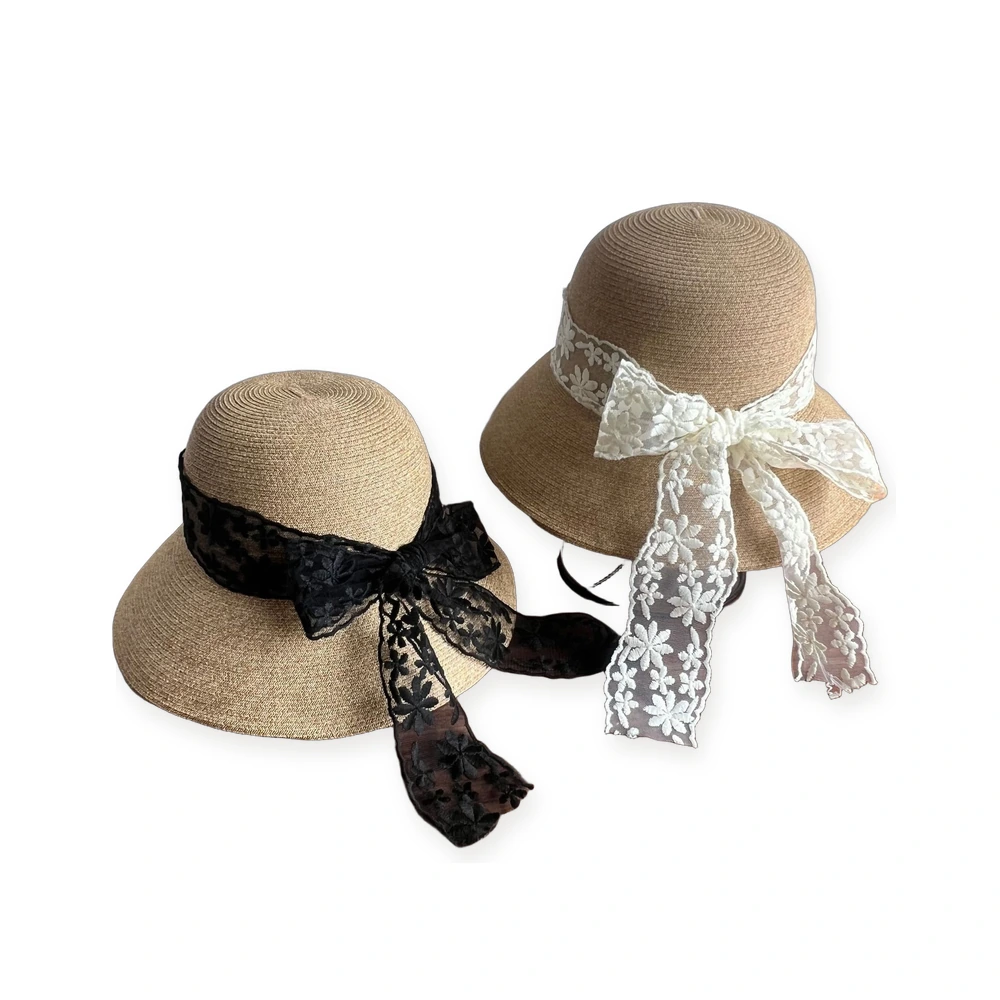 Paper Straw Bucket Hat with Ribbon Bow image 4