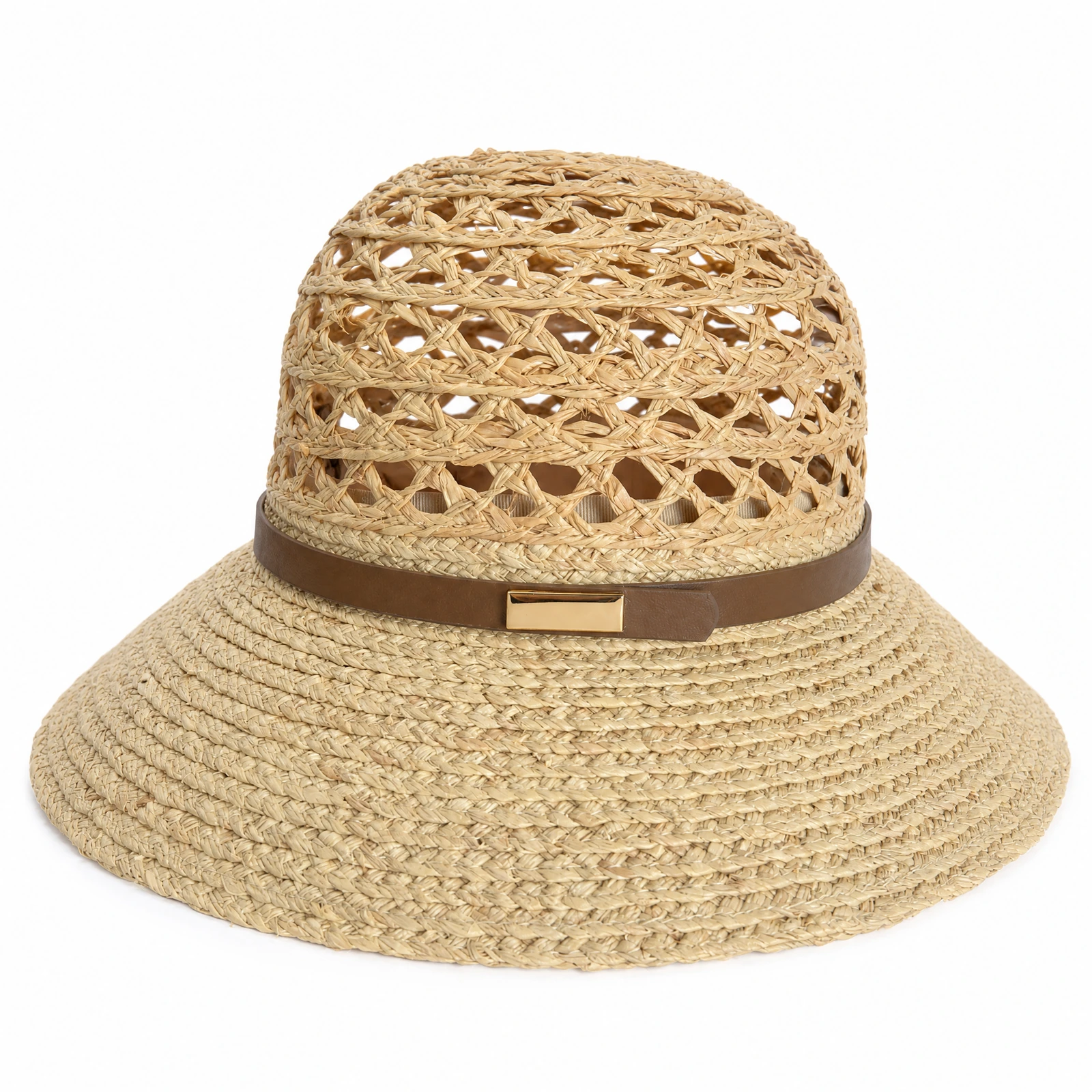 Natural Raffia Sun Hat with Leather Band