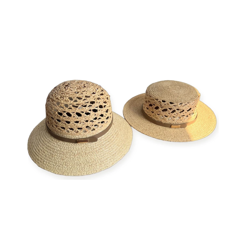 Natural Raffia Sun Hat with Leather Band image 4