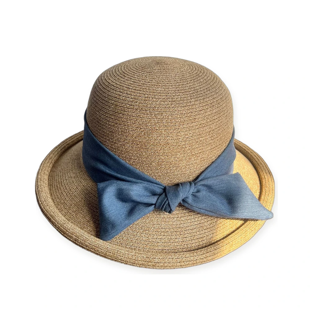 Paper Straw Bucket Hat with Ribbon Bow image 2