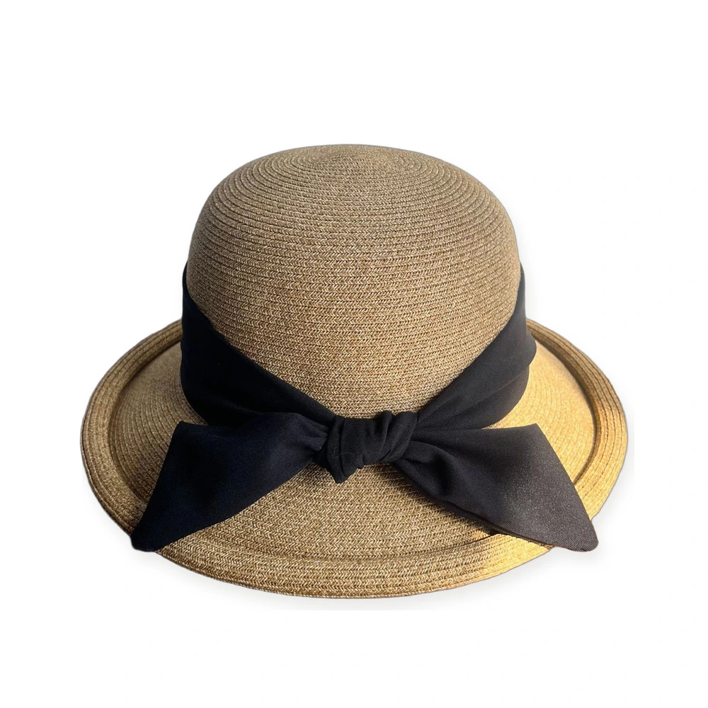 Paper Straw Bucket Hat with Ribbon Bow image 3