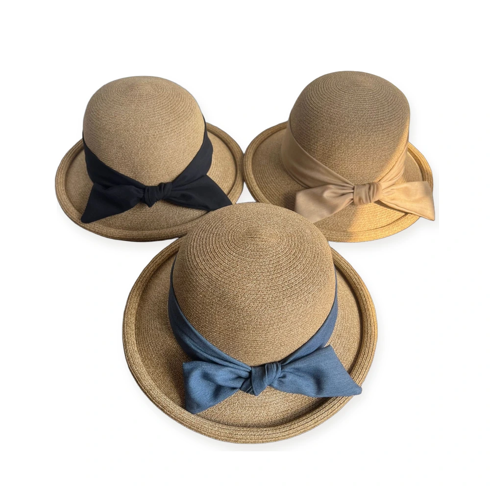 Paper Straw Bucket Hat with Ribbon Bow image 4