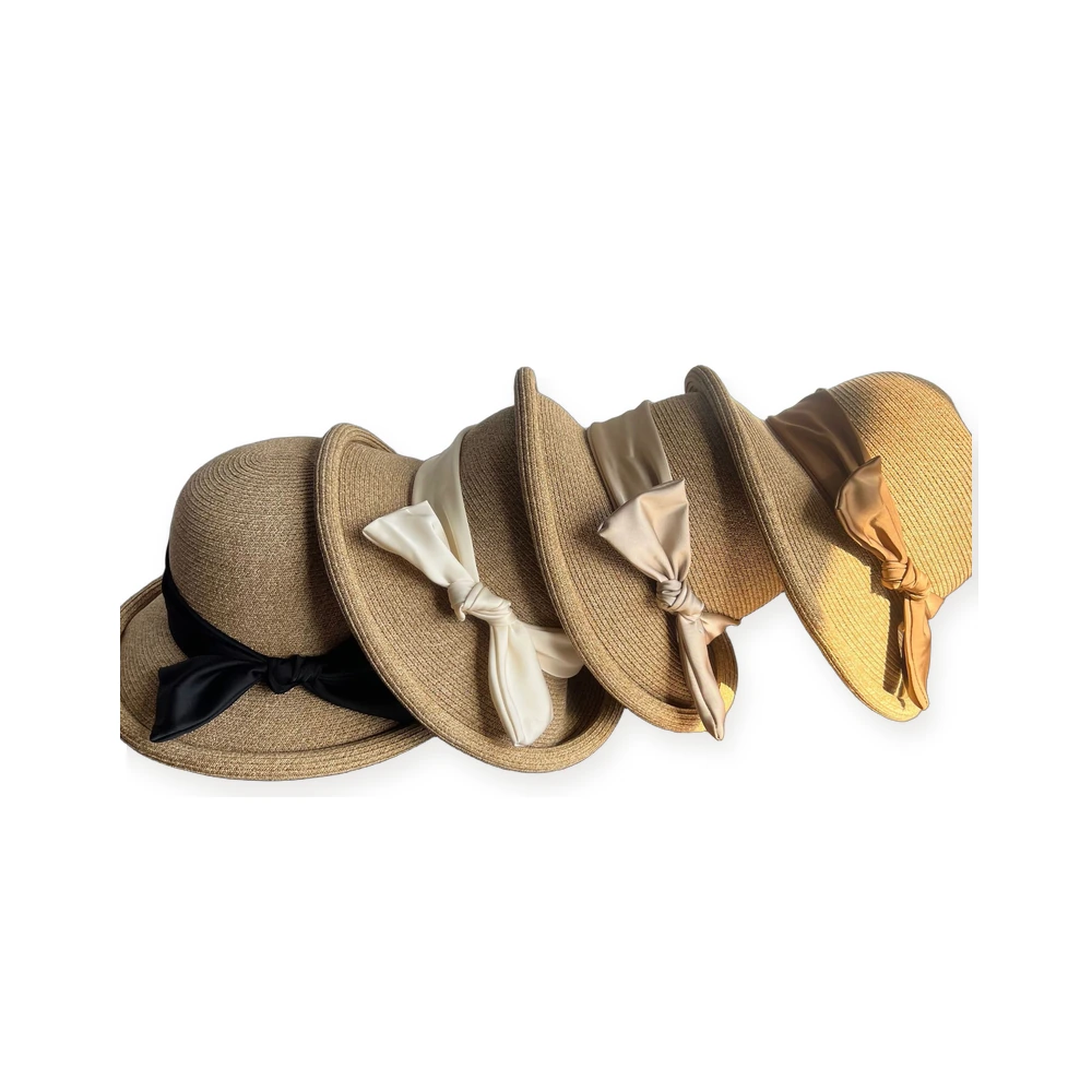 Paper Straw Bucket Hat with Ribbon Bow image 4
