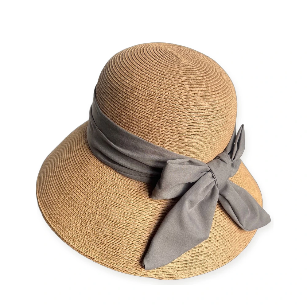 Paper Straw Bucket Hat with Ribbon Bow image 2
