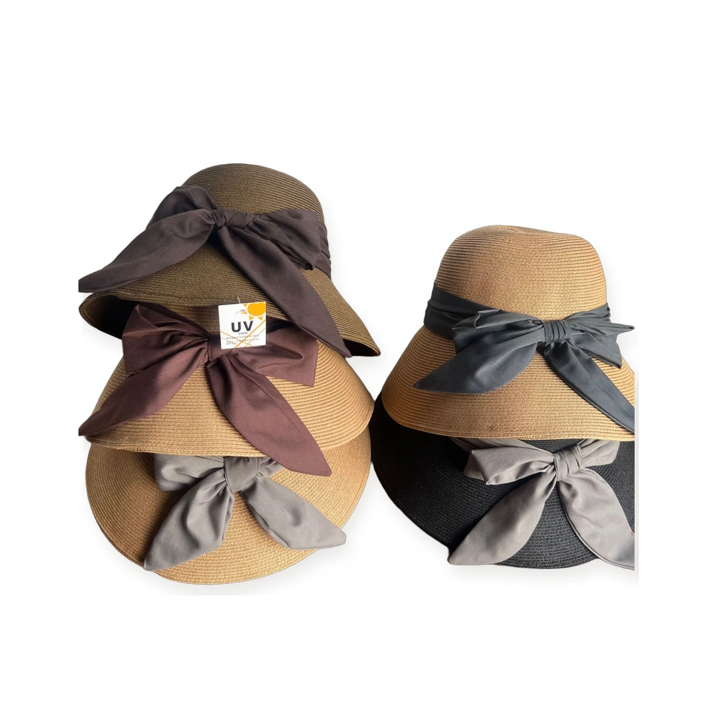 Paper Straw Bucket Hat with Ribbon Bow image 4