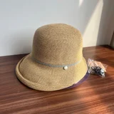 Patterned Camel Hat with Grey Stripe color reference