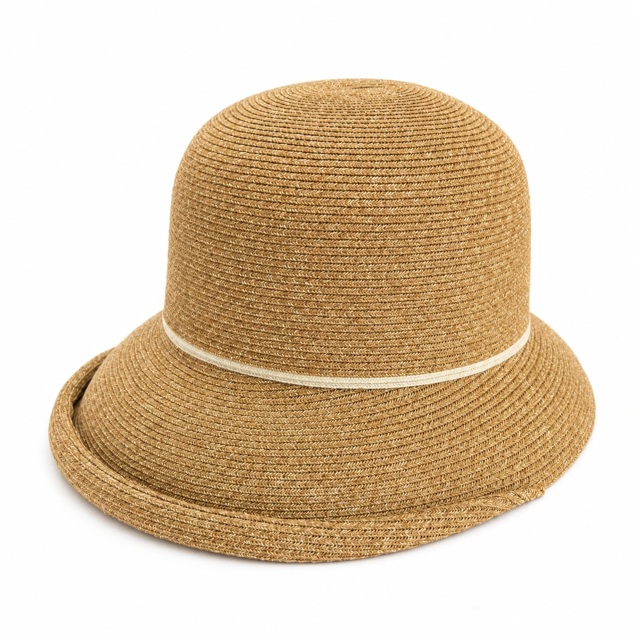 Paper Straw Bucket Hat with Metal Buckle