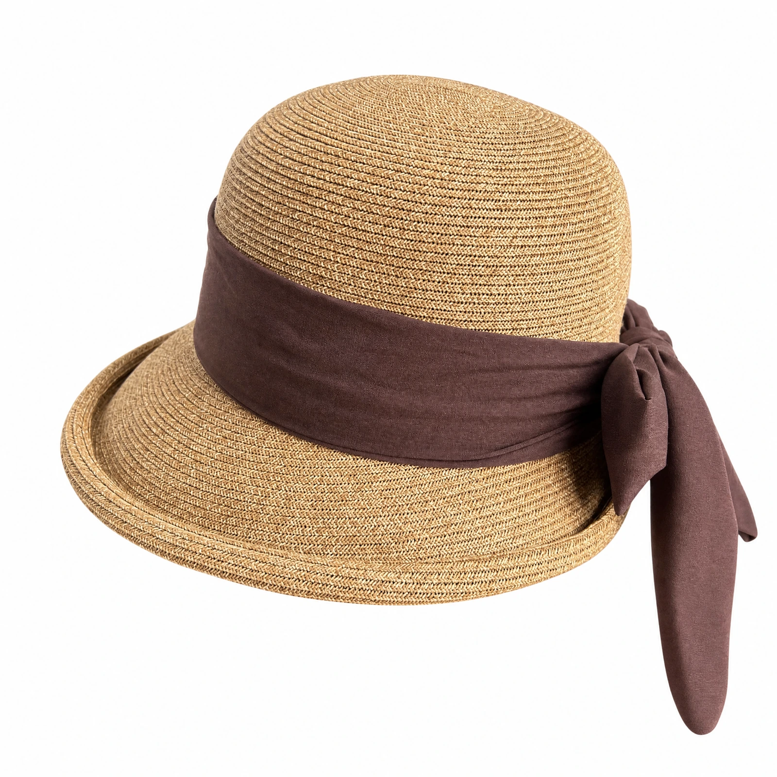Paper Straw Sun Hat with Ribbon Bow