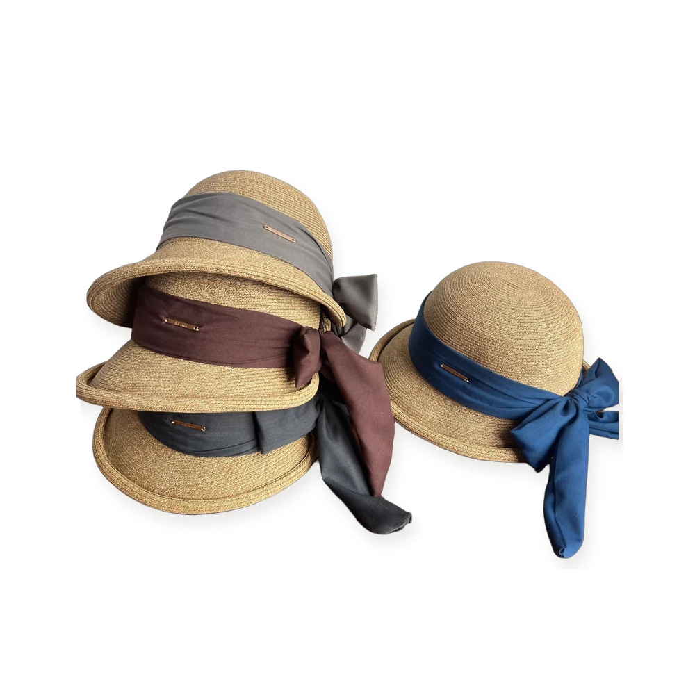 Paper Straw Sun Hat with Ribbon Bow image 4