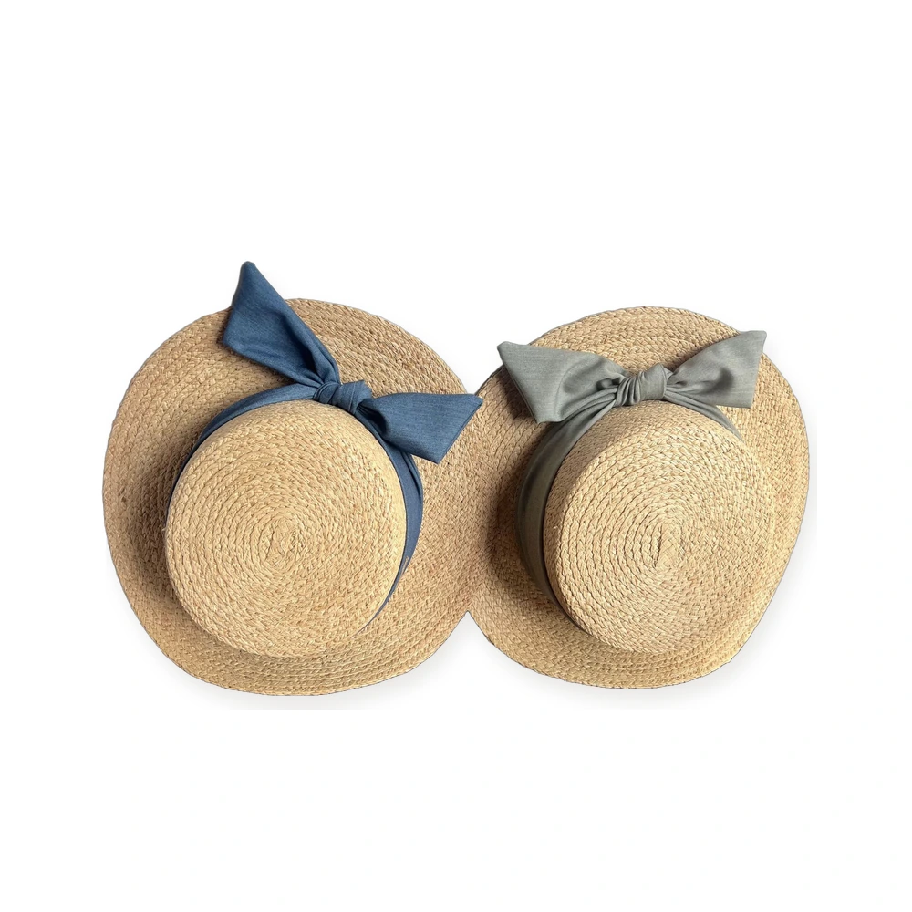 Natural Raffia Wide Brim Hat with Ribbon Bow image 3