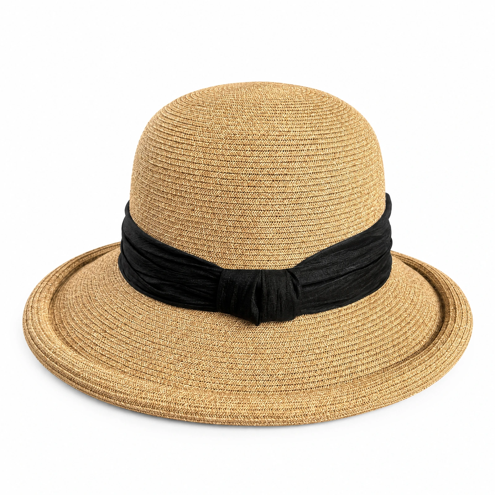 Paper Straw Bucket Hat with Ribbon Bow