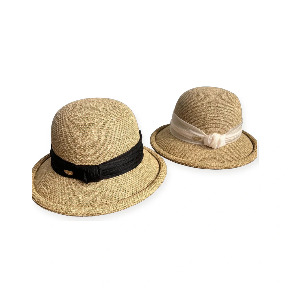 Paper Straw Bucket Hat with Ribbon Bow image 3