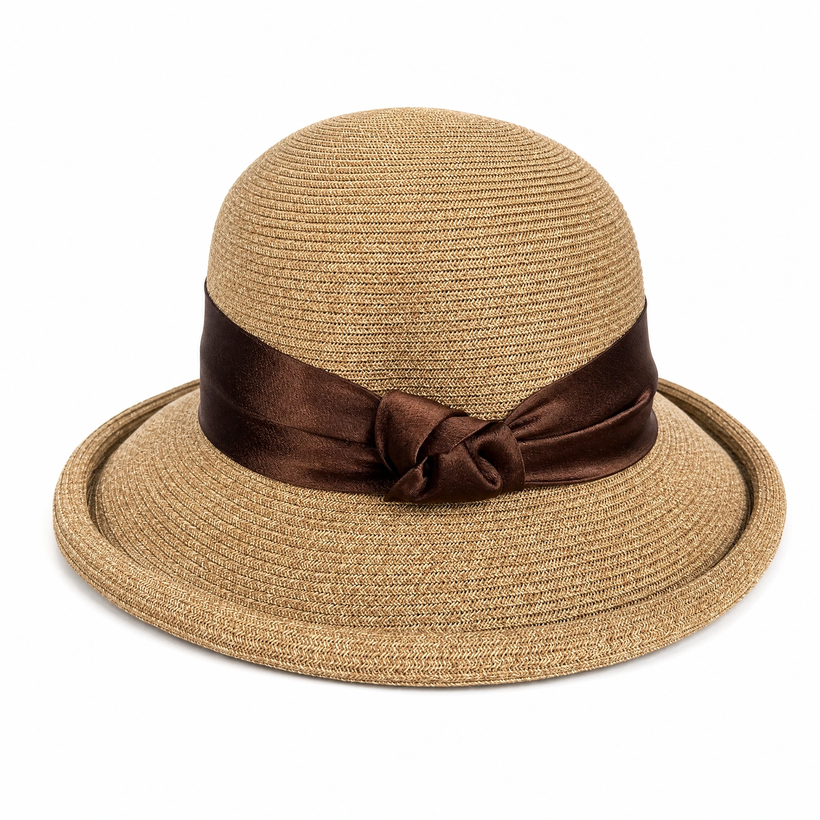 Paper Straw Bucket Hat with Ribbon Bow