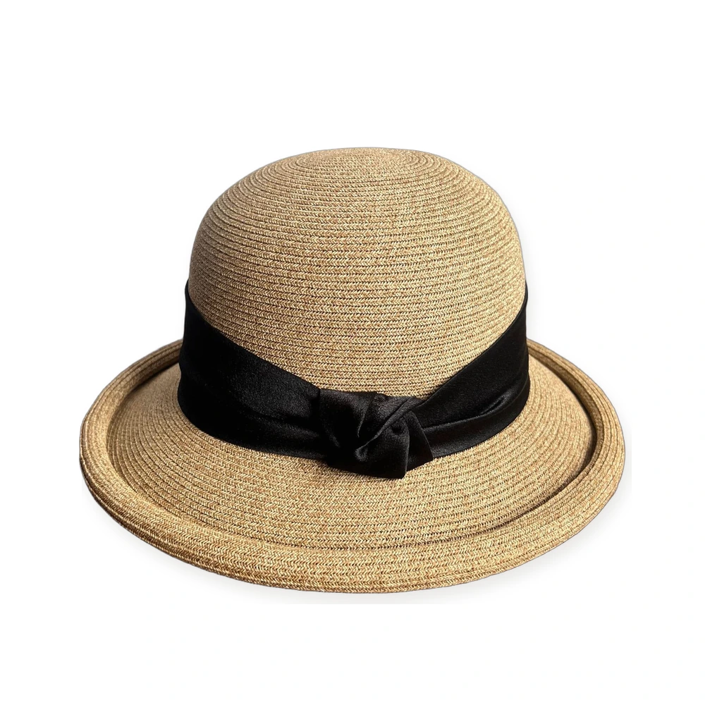 Paper Straw Bucket Hat with Ribbon Bow image 2