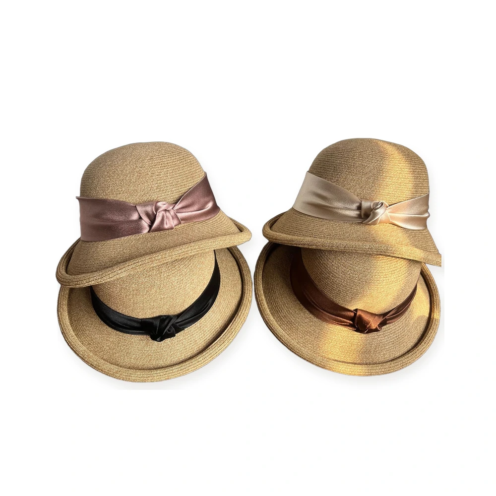 Paper Straw Bucket Hat with Ribbon Bow image 4