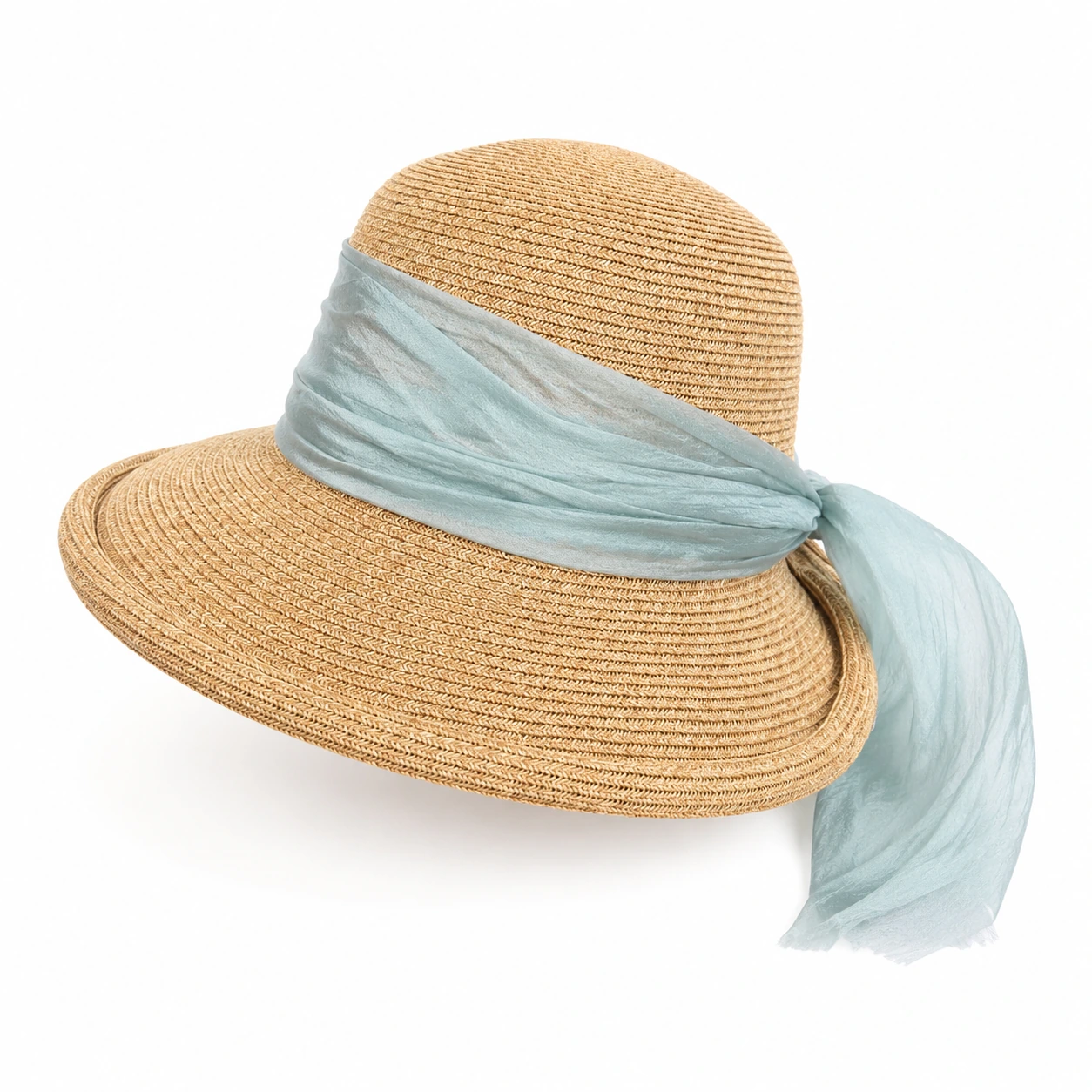 Paper Straw Sun Hat with Ribbon Bow