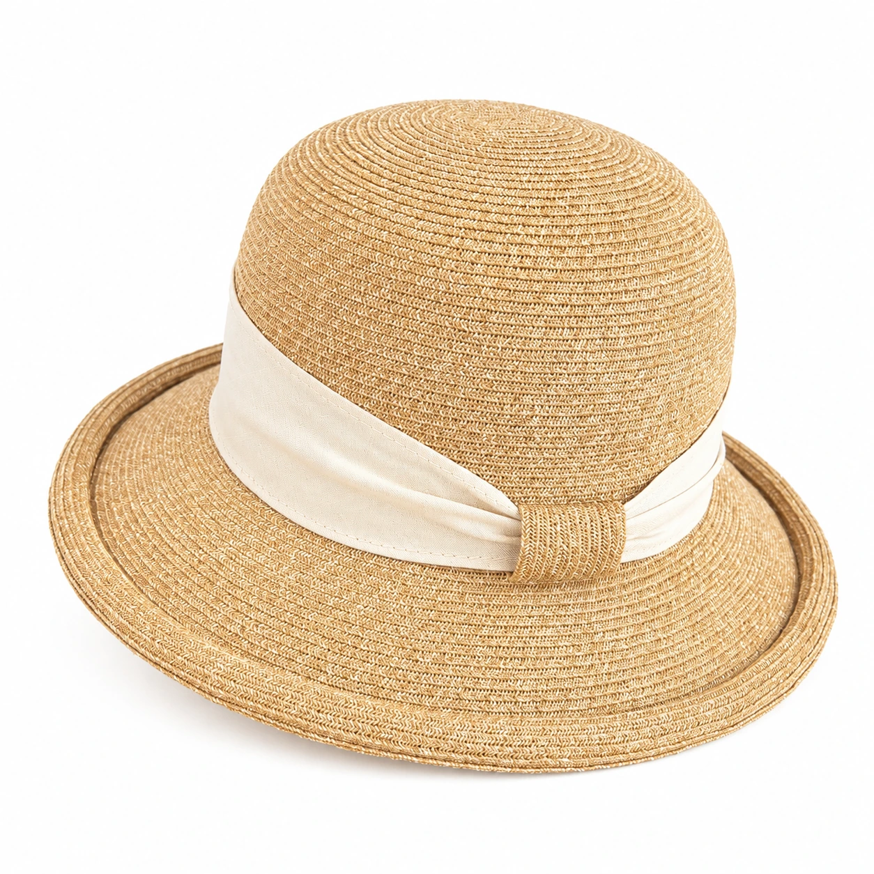 Paper Straw Bucket Hat with Ribbon Bow