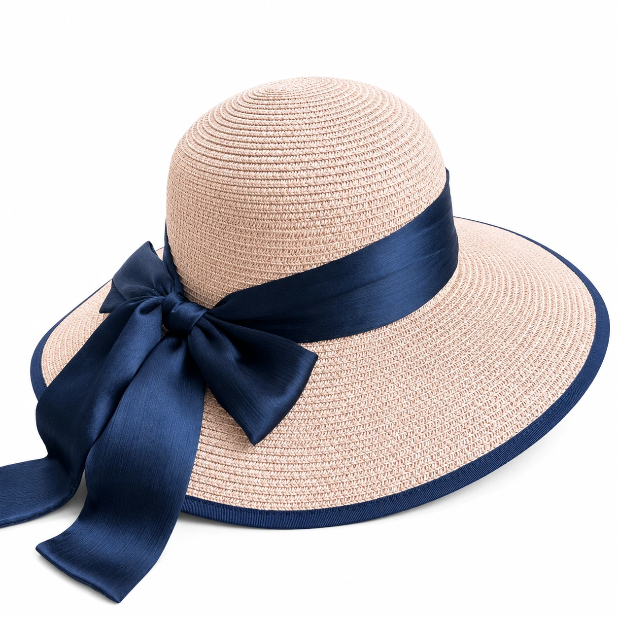 Paper Straw Sun Hat with Ribbon Bow