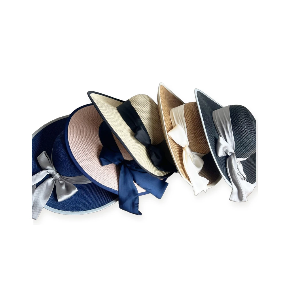 Paper Straw Sun Hat with Ribbon Bow image 4