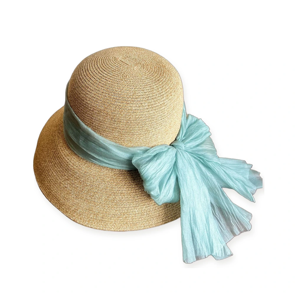 Paper Straw Bucket Hat with Ribbon Bow image 2