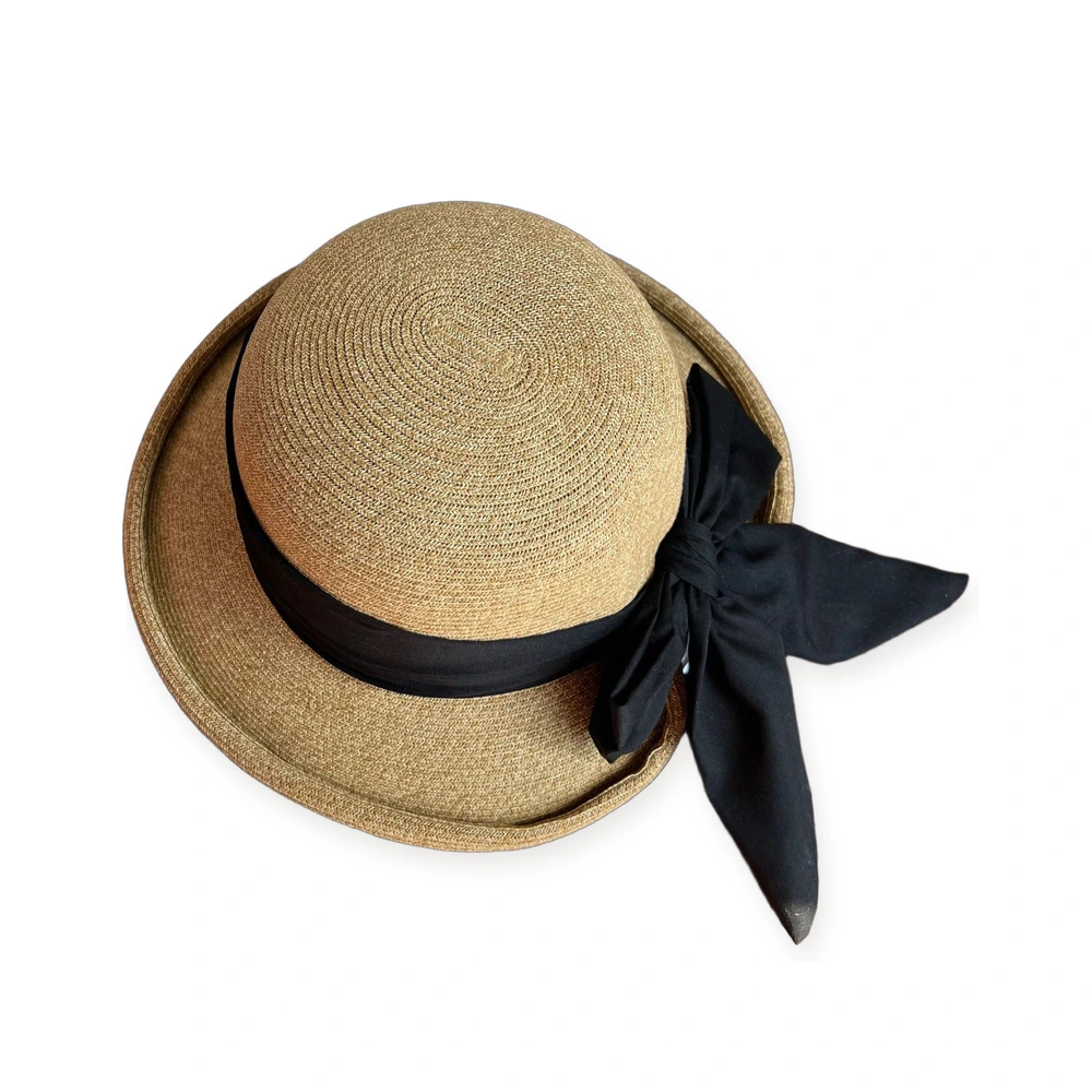 Paper Straw Bucket Hat with Ribbon Bow image 2