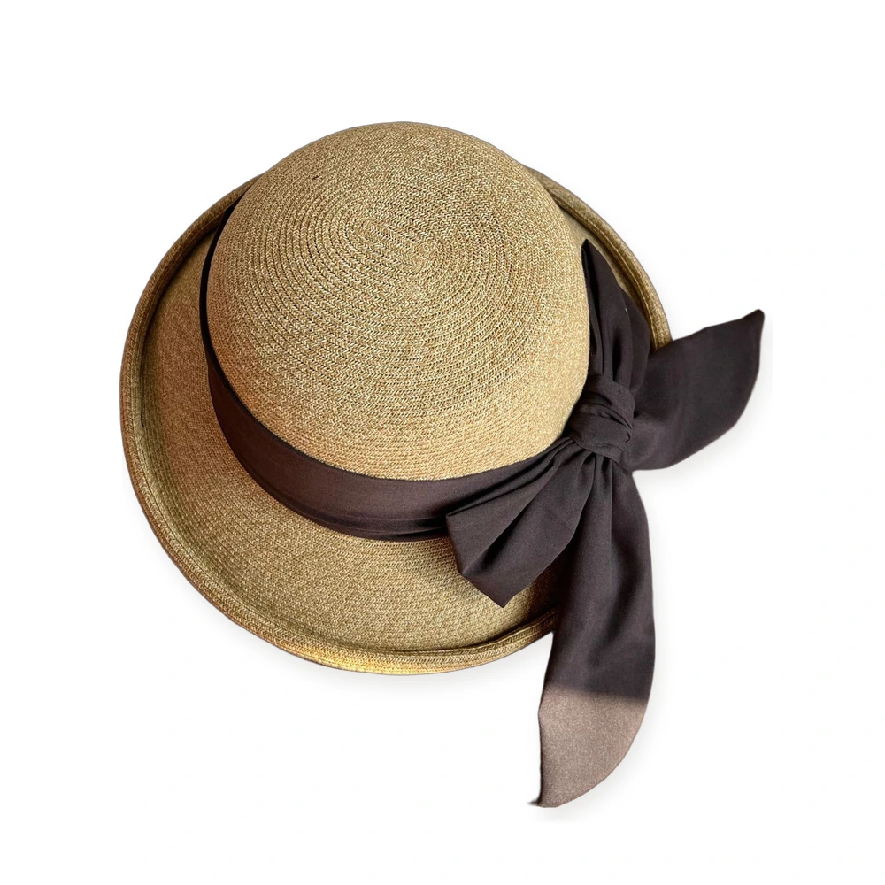 Paper Straw Bucket Hat with Ribbon Bow image 3