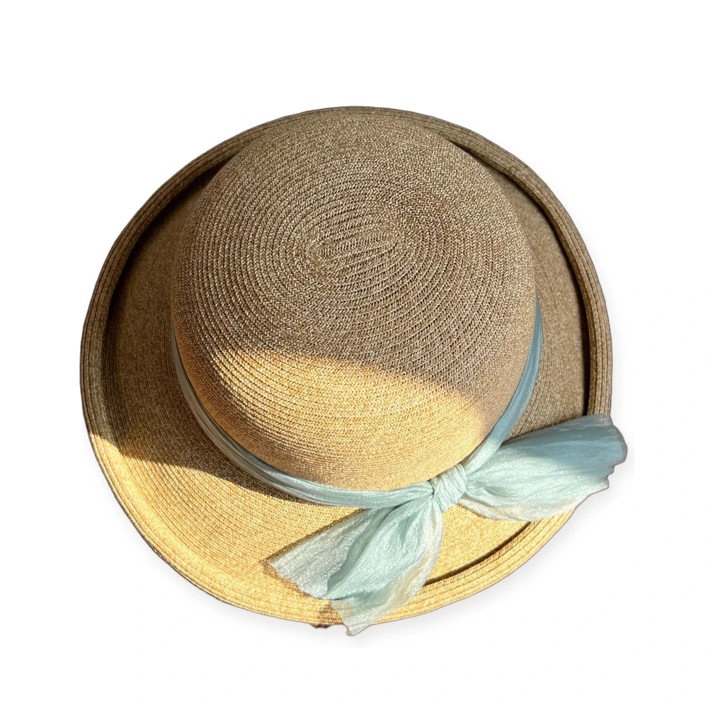 Paper Straw Sun Hat with Ribbon Bow image 2