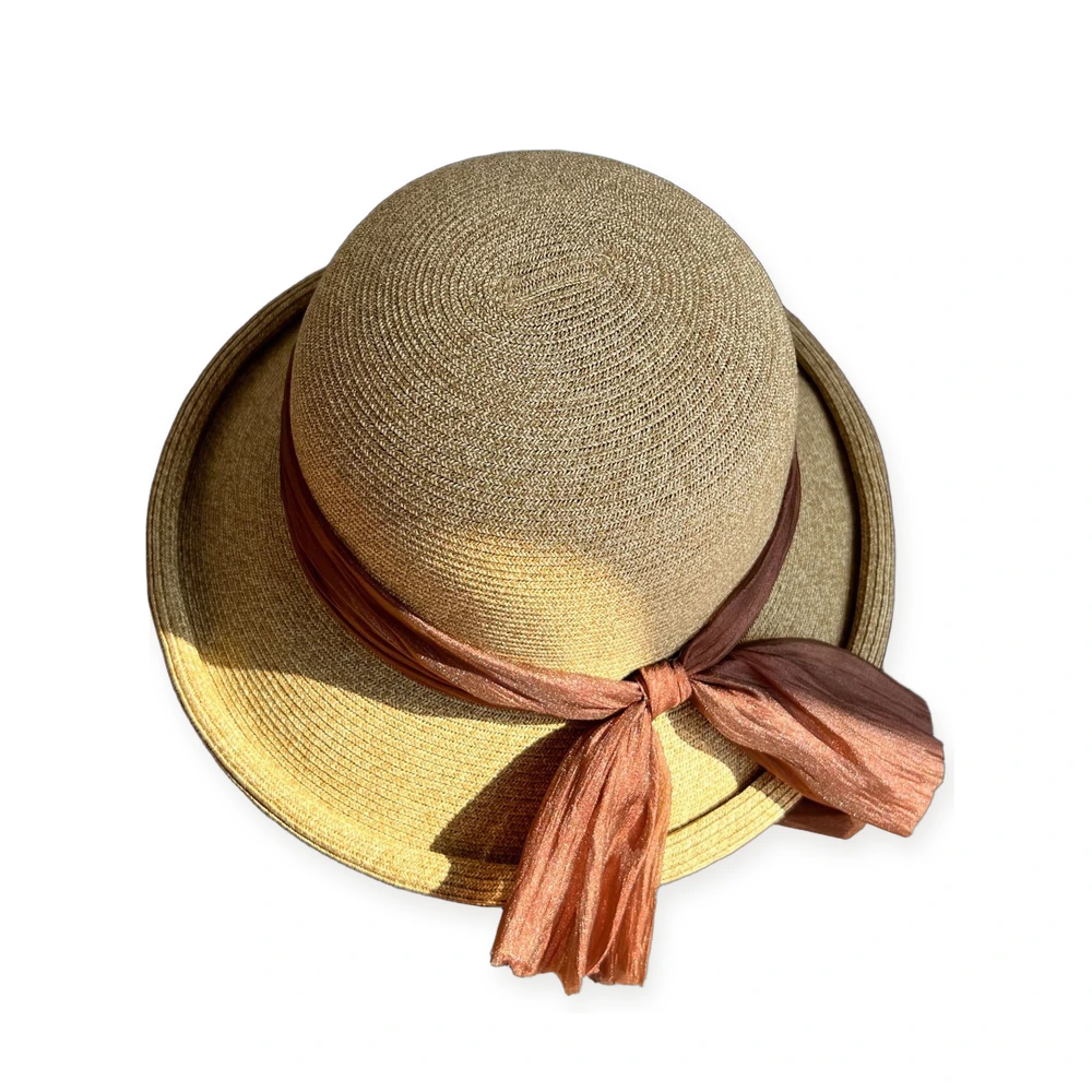 Paper Straw Sun Hat with Ribbon Bow image 3