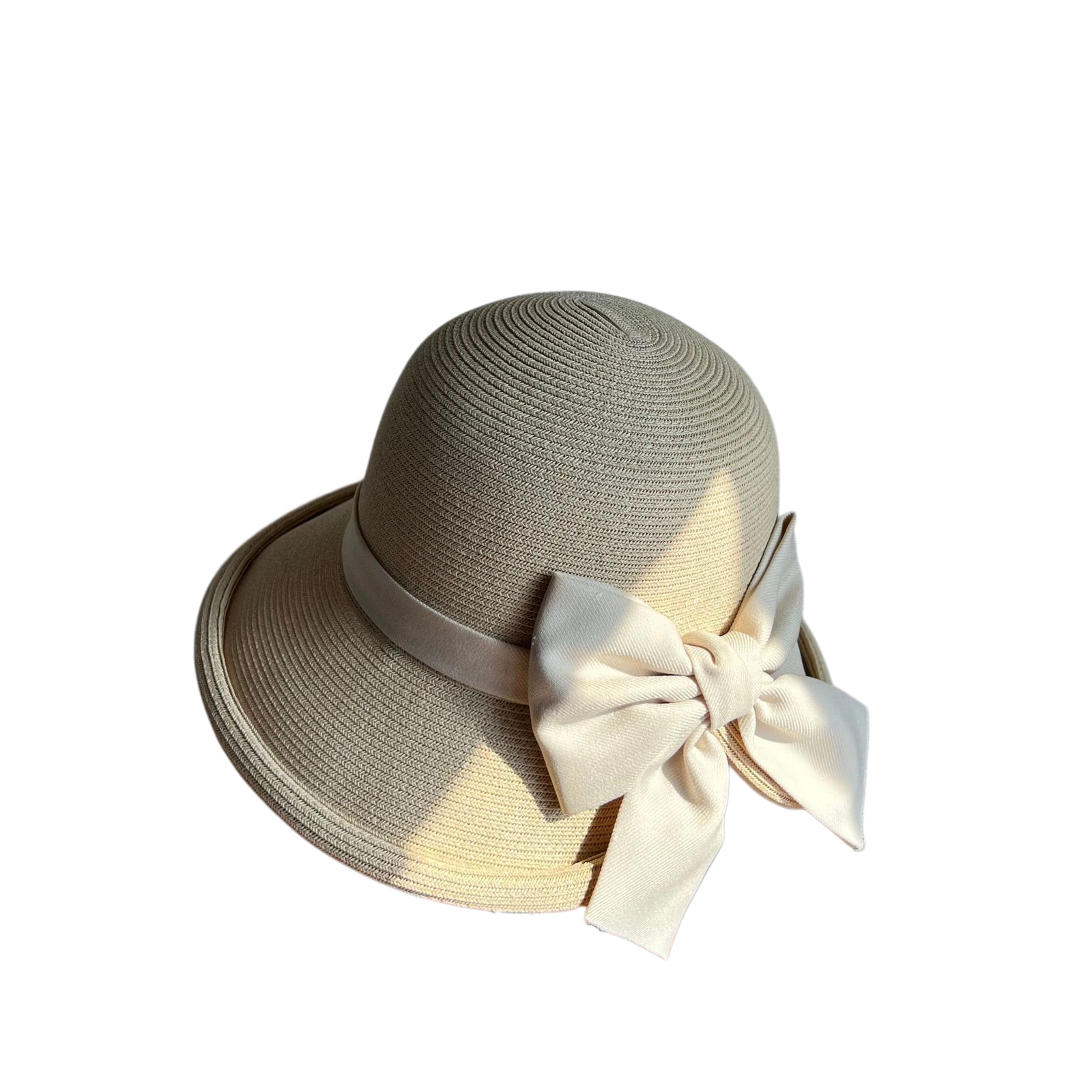 Paper Straw Bucket Hat with Ribbon Bow image 2