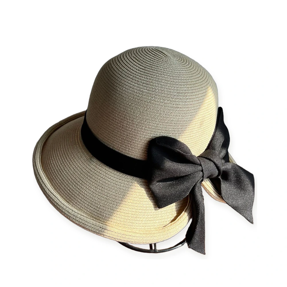 Paper Straw Bucket Hat with Ribbon Bow image 3