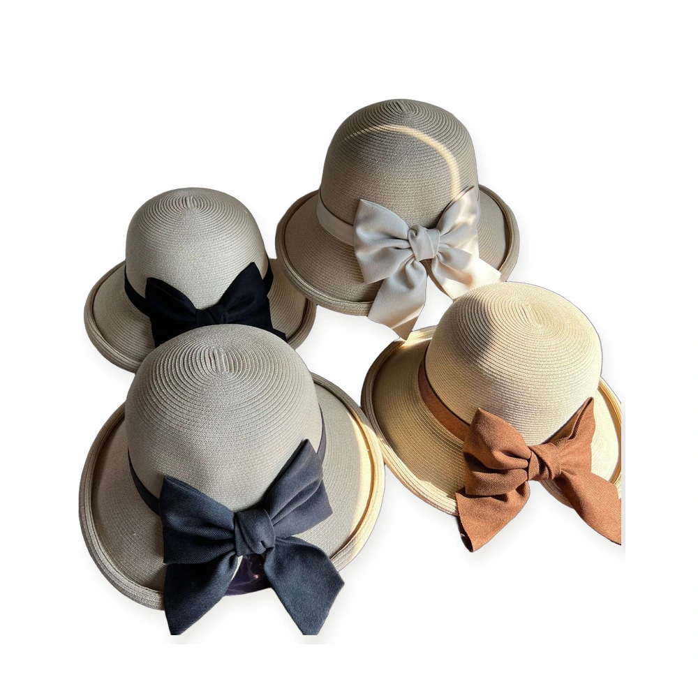 Paper Straw Bucket Hat with Ribbon Bow image 4