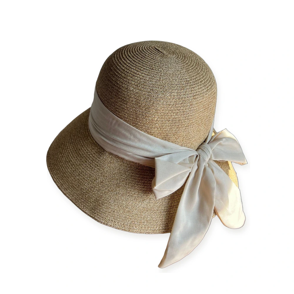 Paper Straw Bucket Hat with Ribbon Bow image 2