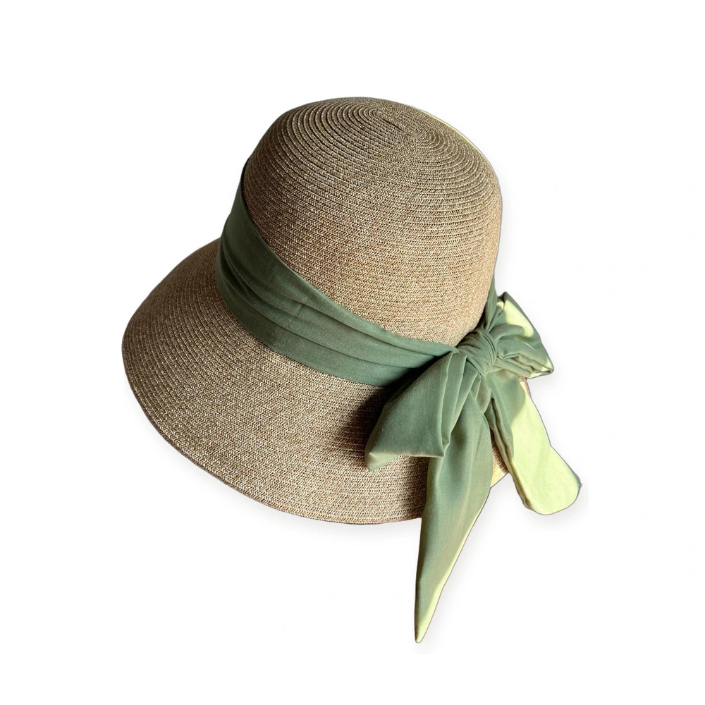 Paper Straw Bucket Hat with Ribbon Bow image 3